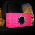 Top grade Leather Car Tissue Paper Box Holder Case Seat Back Hanging Tissue Bag - Rose