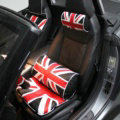 UK British Flag Print Car Seat Waist Pillows PU Leather Lumbar Cushions 1pcs - Black