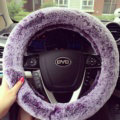 Winter Imitation Rex Rabbit Fur Car Steering Wheel Covers Soft Plush 15 inch 38CM - Purple