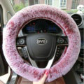 Winter Imitation Rex Rabbit Fur Car Steering Wheel Covers Soft Plush 15 inch 38CM - Red