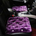 Winter Rhinestone Plush Car Front Seat Cushion For Woman Universal Auto Pads 1pcs - Purple