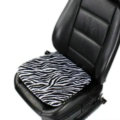 Zebra Print Plush Car Front Seat Cushion Woman Winter Universal Seat Pads 1pcs - Black White
