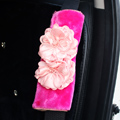 2pcs Flower Car Safety Seat Belt Covers Plush Shoulder Pads Auto Interior Accessories - Rose