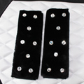 High Quality 2pcs Crystal Car Safety Seat Belt Covers Plush Shoulder Pads Auto Interior Decro - Black