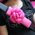 New 2pcs Camellia Flower Car Safety Seat Belt Covers Women Leather Shoulder Pads - Rose