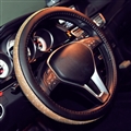 Luxury Full Diamod Rhinestone Leather Auto General Anti-slip Crystal Car Steering Wheel Cover Women - Black Gold