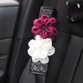 2pcs Car Safety Seat Belt Covers Women Creative Diamond Flower Leather Shoulder Pads - Black