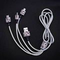 3 in 1 Universal Crystal Diamond USB Data Cable Mobile Phone Car Charge Line in Car - Purple