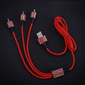 3 in 1 Universal Crystal Diamond USB Data Cable Mobile Phone Car Charge Line in Car - Red