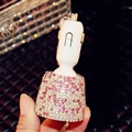 3.1A Rhinestones Dual USB Quick Car Charger Mobile Phone iPad Rotate Fast Charging Adapter - AB Pink