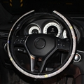 Beautiful Full Diamod Rhinestone Leather Auto General Anti-slip Crystal Car Steering Wheel Cover Women - Black Silver
