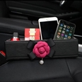 Camellia 1pcs Bling Car Storage Bucket Leather Storage Box Diamond Auto Storage Bag - Black
