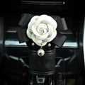 Camellia 1pcs Crystal Car Gear Covers Leather Diamond Shift Cover Auto Interior Decro - Black