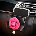 Camellia 1pcs Diamonds Car Storage Bucket Leather Storage Box Diamond Auto Storage Bag - Black