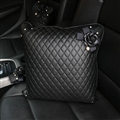 Elegant Camellia Women Rhinestone Car Seat Lumbar Pillows PU Leather Square Cushions 1pcs - Black