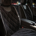Fashion Rivets Winter Plush Universal Car Auto Interior Cushion 1pc Front Seats Covers - Black