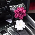Floral 1pcs Crystal Car Gear Covers Leather Diamond Shift Cover Car Interior Decro - Black