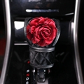 Floral 1pcs Crystal Car Gear Covers Plush Diamond Shift Cover Auto Interior Decro - Black
