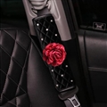 Floral 1pcs Crystal Car Safety Seat Belt Covers Plush Shoulder Pads Auto Interior Decro - Black