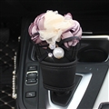 Flower 1pcs Crystal Car Gear Covers Leather Diamond Shift Cover Auto Interior Decro - Black