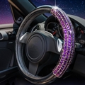 Funky Diamond Car Steering Wheel Covers PU Leather 15 Inch 38CM - Black Purple