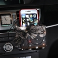 Lace 1pcs Crystal Car Storage Bucket Leather Storage Box Diamond Auto Storage Bag - Black