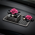 Luxury Crystal Camellia Car Anti Slip Mat Non-slip Sticky Silica Gel Pad Car Perfume Block Styling - Black Rose