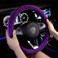 Luxury Full Diamod Rhinestone Leather Auto General Anti-slip Crystal Car Steering Wheel Cover Women - All Purple