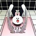 M Shape Universal Car Mobile Phone Holder Crystal Cute Bunny Air Vent Mount Clip Stand GPS - White
