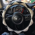 New Luxury Diamond Leather Car Steering Wheel Women Bling Crystal Handle Cover Interior - Black White