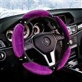 Nice Luxury Diamond Genuine Wool With Rabbit Fur Auto Steering Wheel Covers 15 inch 38CM - Purple
