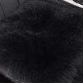 Round Long Wool Car Sheepskin Fur Chair Cushion Winter Plush Mats Home Sofa Office Pads 1pcs - Black