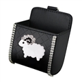 Sheep 1pcs Crystal Car Storage Bucket Leather Storage Box Diamond Auto Storage Bag - Black