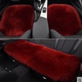Top Quality Long Wool Universal Car Seat Cushion Sheepskin Fur One Piece Pads 3pcs Set - Red