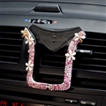 U Shape Universal Car Mobile Phone Holder Crystal Flower Air Vent Mount Clip Stand GPS - Pink