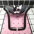 U Shape Universal Car Mobile Phone Holder Crystal Glasses Puppy Air Vent Mount Clip Stand GPS - Black