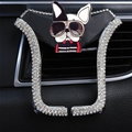 U Shape Universal Car Mobile Phone Holder Crystal Glasses Puppy Air Vent Mount Clip Stand GPS - White