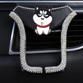 U Shape Universal Car Mobile Phone Holder Crystal Husky Puppy Air Vent Mount Clip Stand GPS - White