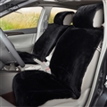 Universal Synthetic Sheepskin Car Seat Cover Sheep Wool Auto Velvet Cushion 6pcs Sets - Black