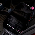 Winter Crystal Plush Car Back Row Seat Cushion Woman Camellia Rear Long Pads - Black Rose