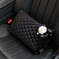 Winter Diamond Plush Car Waist Pillow Woman Universal Camellia Cushions 1pcs - Black White