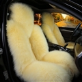 Winter Long Wool Auto Cushion Universal Genuine Sheepskin Car Seat Covers 1Piece Front Cover - Beige