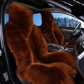 Winter Long Wool Auto Cushion Universal Genuine Sheepskin Car Seat Covers 1Piece Front Cover - Brown