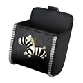 Zebra 1pcs Crystal Car Storage Bucket Leather Storage Box Diamond Auto Storage Bag - Black