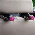 1 Pair Crystal Rhinestone Lips Seat Back Holder Bag Purse Hangers Auto Storage Hooks - Purple