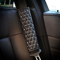 1pcs Auto Safety Seat Belt Covers Female Creative Diamond Pretty Leather Shoulder Pads - Black