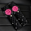 2pcs Auto Safety Seat Belt Covers Women Creative Pearl Camellia Plush Shoulder Pads - Black