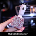 3.1A Rhinestones Dual USB Quick Car Charger Mobile Phone iPad Rotate Fast Charging Adapter - AB Color