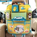Bear Bunny Canvas Multi-function Seat Back Hanging Pocket Thermal Insulation Storage Bag for Kid - Yellow