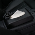 Black Camellia Bling Leather Car Tissue Paper Box Holder Case Seat Back Good Tissue Bag - Black